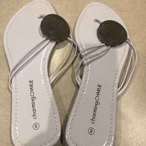White dress flip flops size 8
